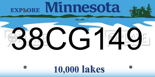 38CG149 Minnesota License Plate