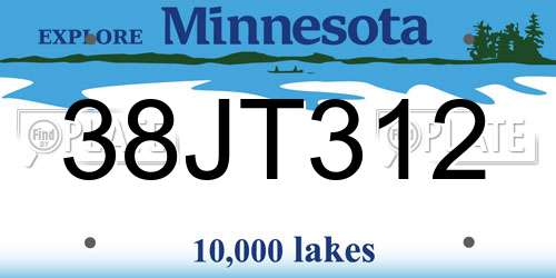 38JT312 Minnesota License Plate