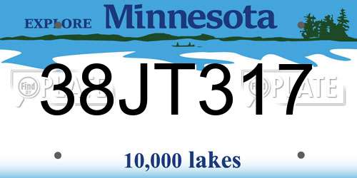 38JT317 Minnesota License Plate