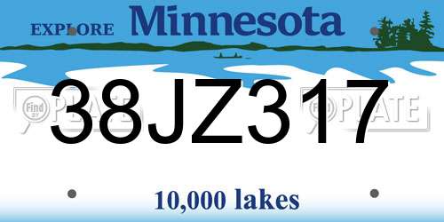 38JZ317 Minnesota License Plate