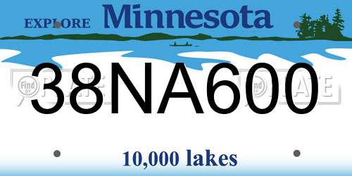 38NA600 Minnesota License Plate