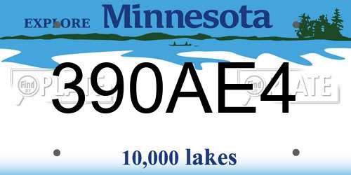 390AE4 Minnesota License Plate