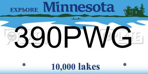 390PWG Minnesota License Plate