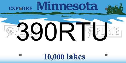 390RTU Minnesota License Plate