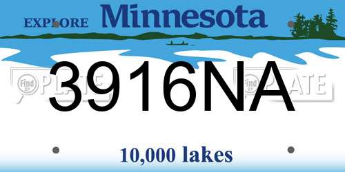 3916NA Minnesota License Plate