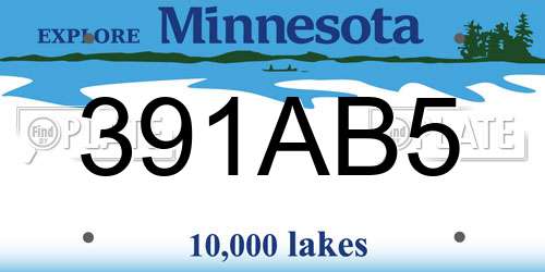 391AB5 Minnesota License Plate