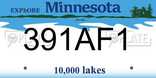 391AF1 Minnesota License Plate