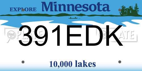 391EDK Minnesota License Plate