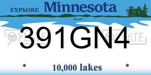 391GN4 Minnesota License Plate