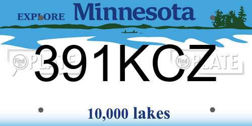 391KCZ Minnesota License Plate