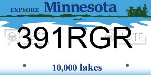 391RGR Minnesota License Plate