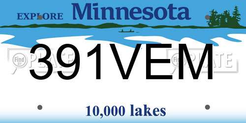 391VEM Minnesota License Plate