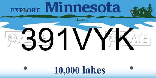 391VYK Minnesota License Plate