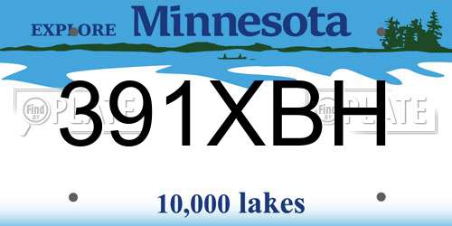 391XBH Minnesota License Plate