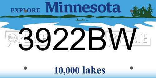 3922BW Minnesota License Plate