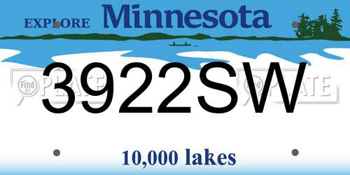 3922SW Minnesota License Plate