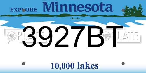3927BT Minnesota License Plate