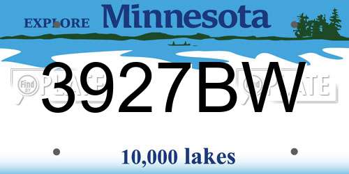 3927BW Minnesota License Plate