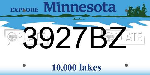 3927BZ Minnesota License Plate