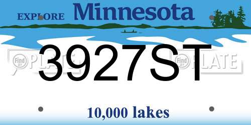 3927ST Minnesota License Plate