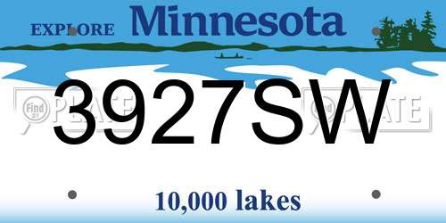 3927SW Minnesota License Plate