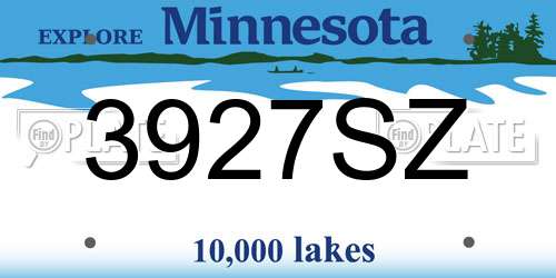3927SZ Minnesota License Plate