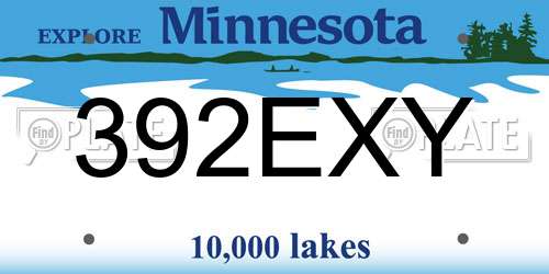 392EXY Minnesota License Plate