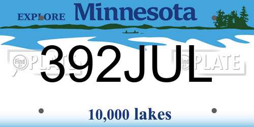 392JUL Minnesota License Plate