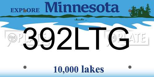 392LTG Minnesota License Plate
