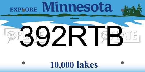 392RTB Minnesota License Plate