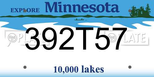 392T57 Minnesota License Plate