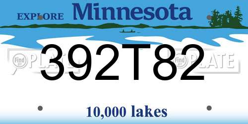 392T82 Minnesota License Plate
