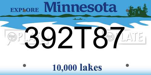 392T87 Minnesota License Plate