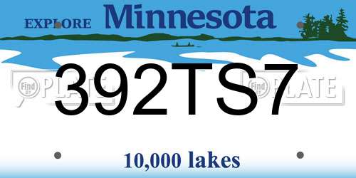 392TS7 Minnesota License Plate