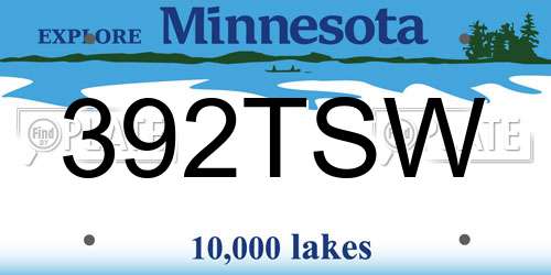 392TSW Minnesota License Plate