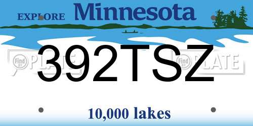 392TSZ Minnesota License Plate