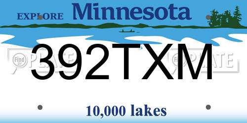392TXM Minnesota License Plate