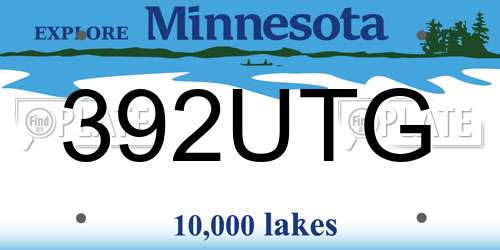 392UTG Minnesota License Plate