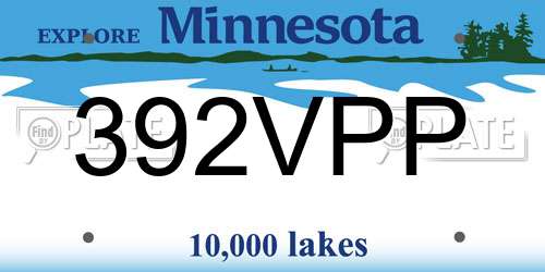 392VPP Minnesota License Plate