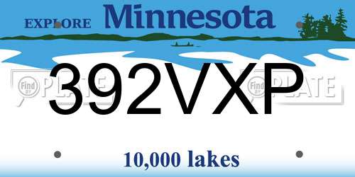 392VXP Minnesota License Plate