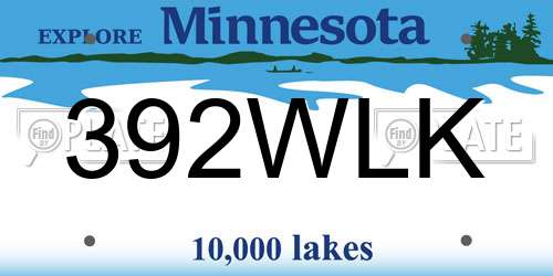 392WLK Minnesota License Plate
