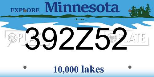 392Z52 Minnesota License Plate
