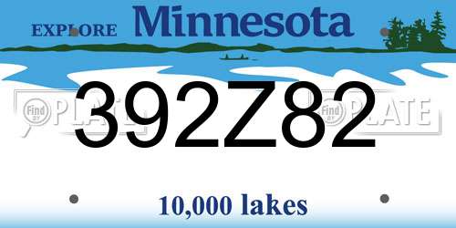 392Z82 Minnesota License Plate
