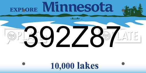 392Z87 Minnesota License Plate