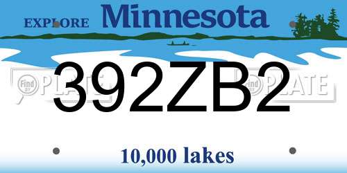 392ZB2 Minnesota License Plate
