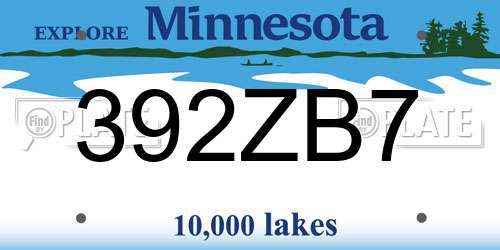 392ZB7 Minnesota License Plate