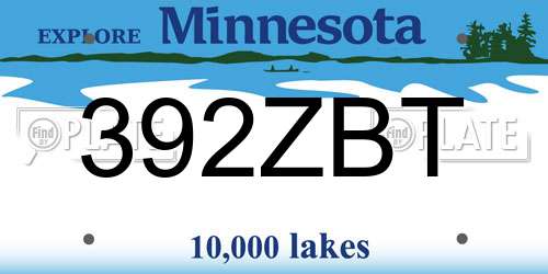 392ZBT Minnesota License Plate