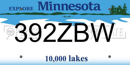 392ZBW Minnesota License Plate
