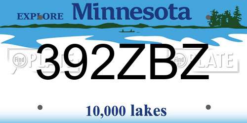 392ZBZ Minnesota License Plate