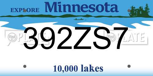 392ZS7 Minnesota License Plate